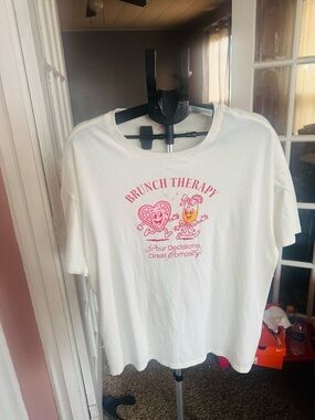 Brunch Therapy Short Sleeve Graphic Tee - White